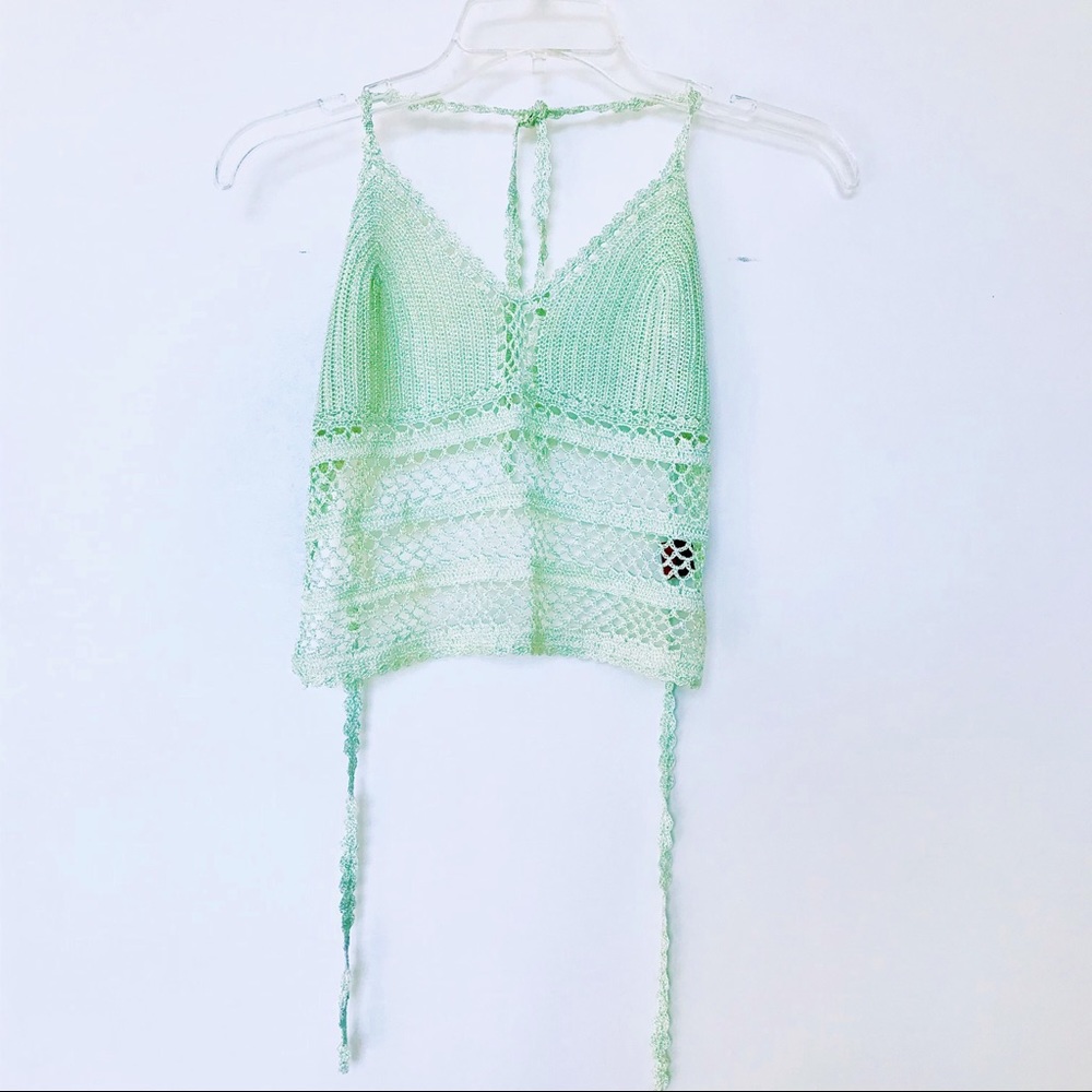 Knit Crop Top in mint green